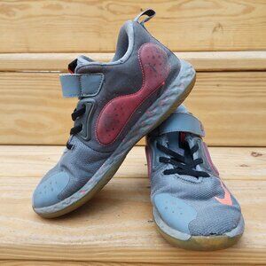 Nike Youth Sneakers - Gray with Fluorescent Orange, Size 3Y